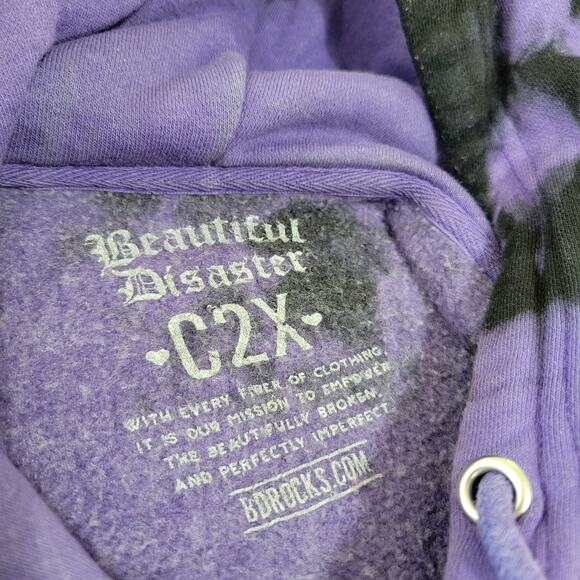 Beautiful Disaster Purple Tie Dye Know My Story Pullover Hoodie Size Curvy 2XL - Picture 10 of 10